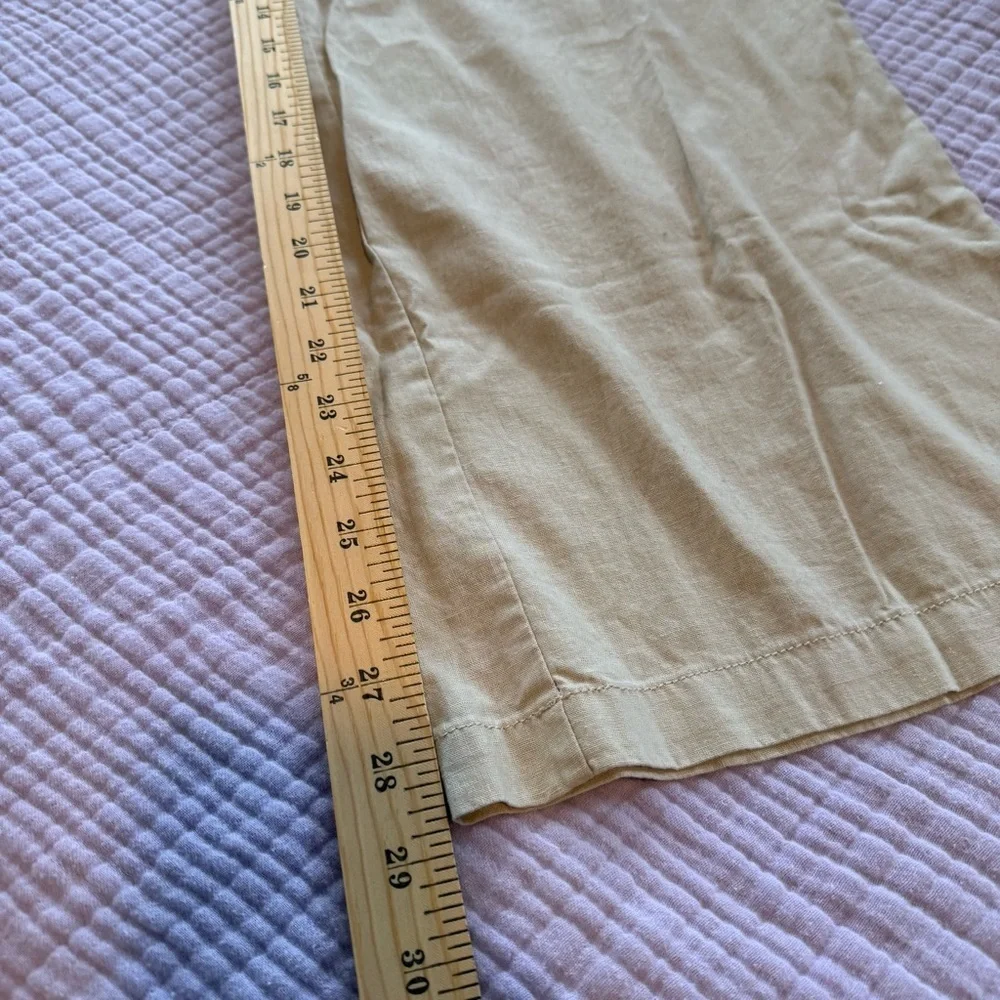 Max Studio Women's Wide-Leg Drawstring Linen Cotton Pants - Beige - Picture 7 of 10
